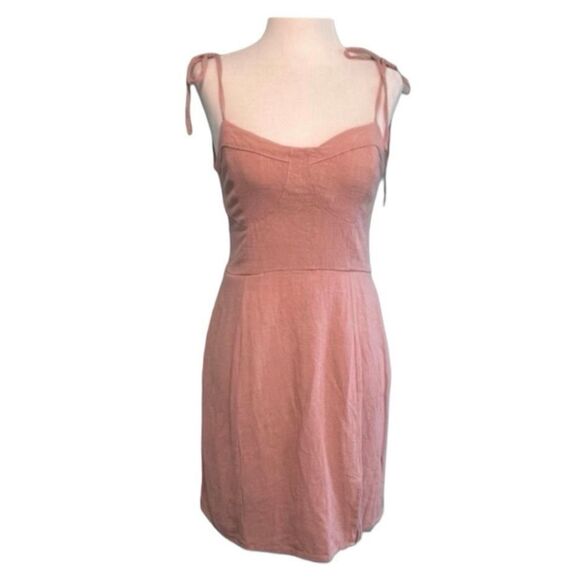 Aeropostale Linen Sundress Dress Pink Mauve Mini Babydoll M - Picture 1 of 7